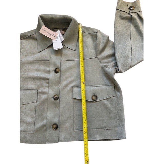 Philosophy Republic Clothing Faux Suede Utility Jacket Sage Green Womens Large