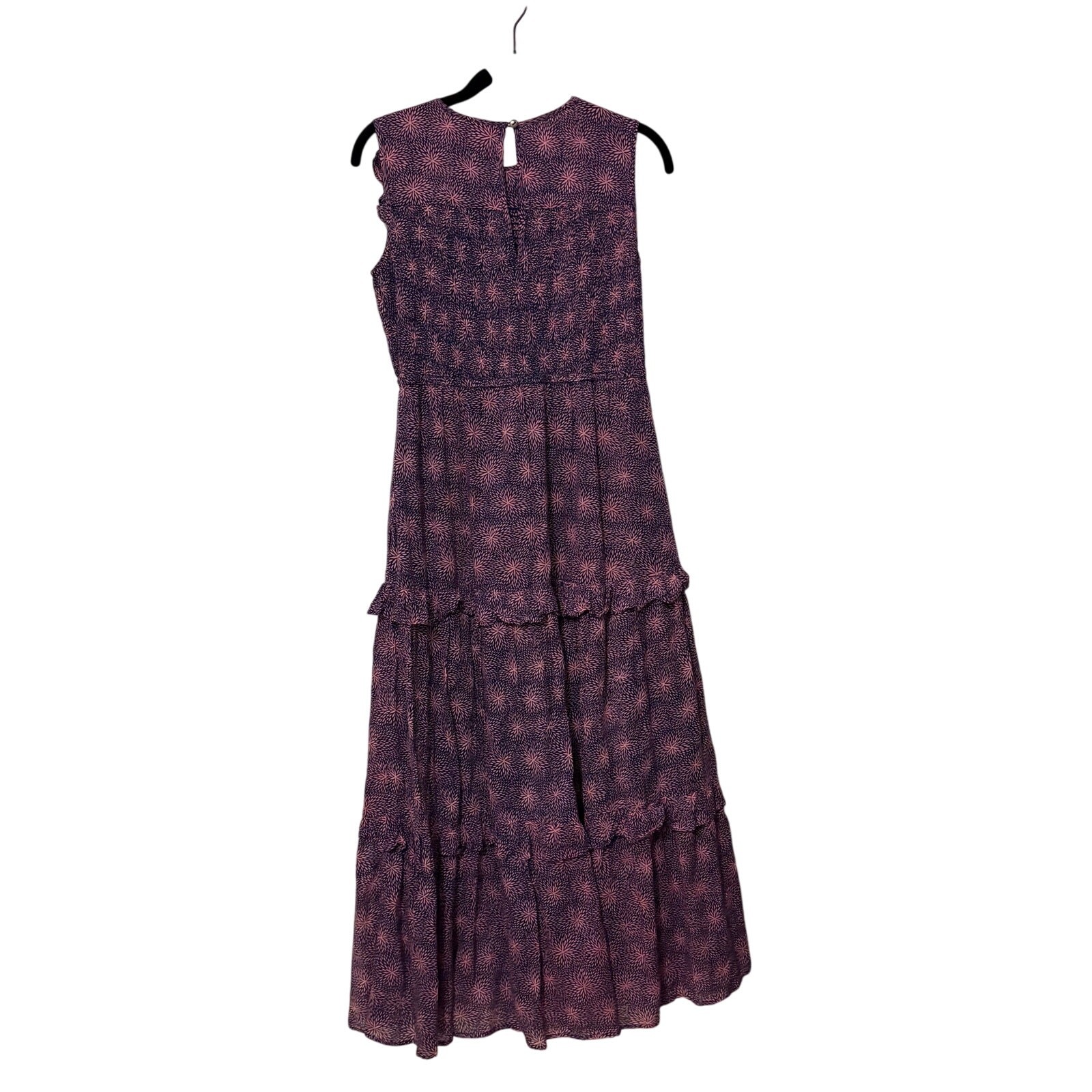 Banjanan 100% Cotton Pink Blue Iris Smocked Floral Midi Dress Size Small