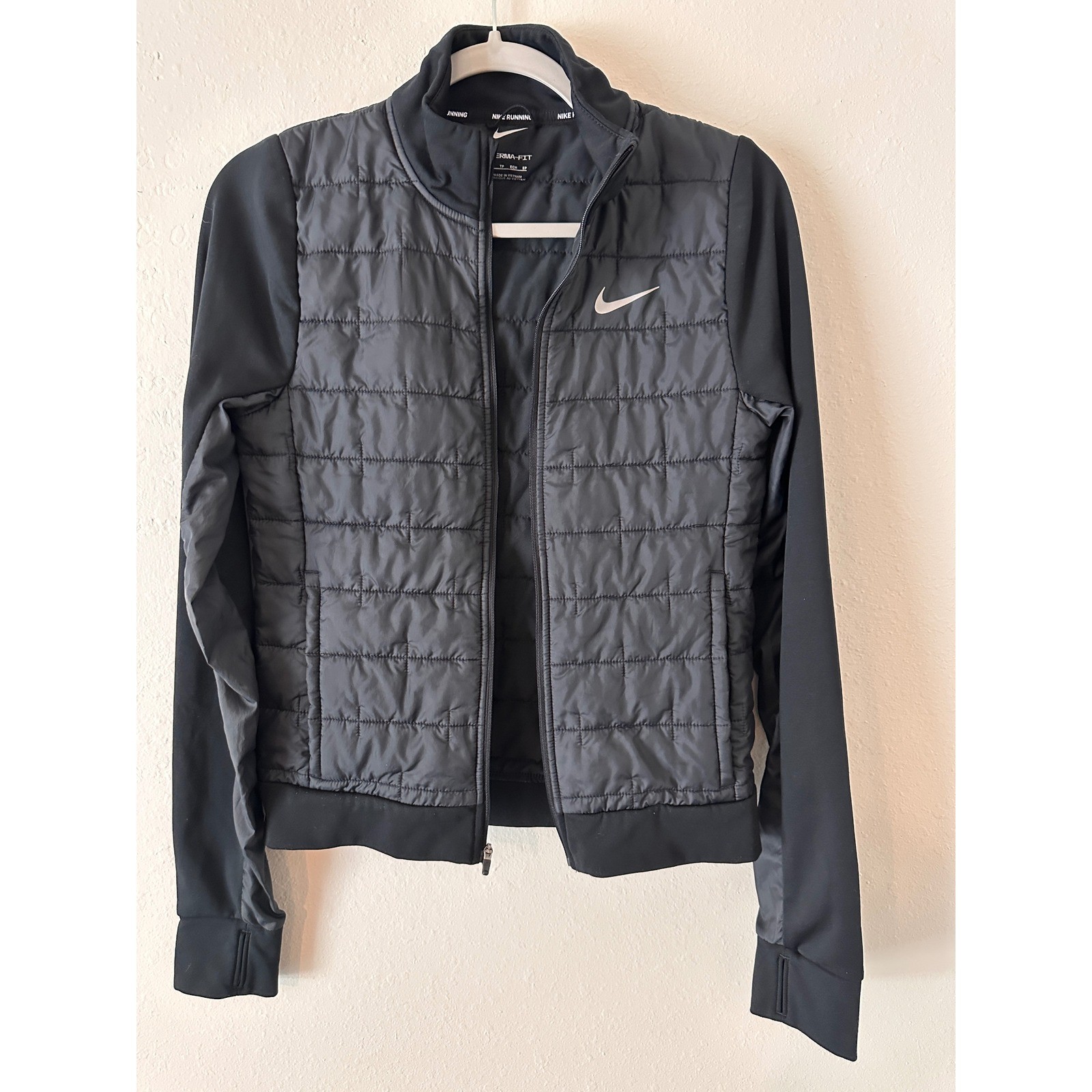 Nike Running Therma-FIT Quilted Puffer Full Zip Black Jacket Womens XS