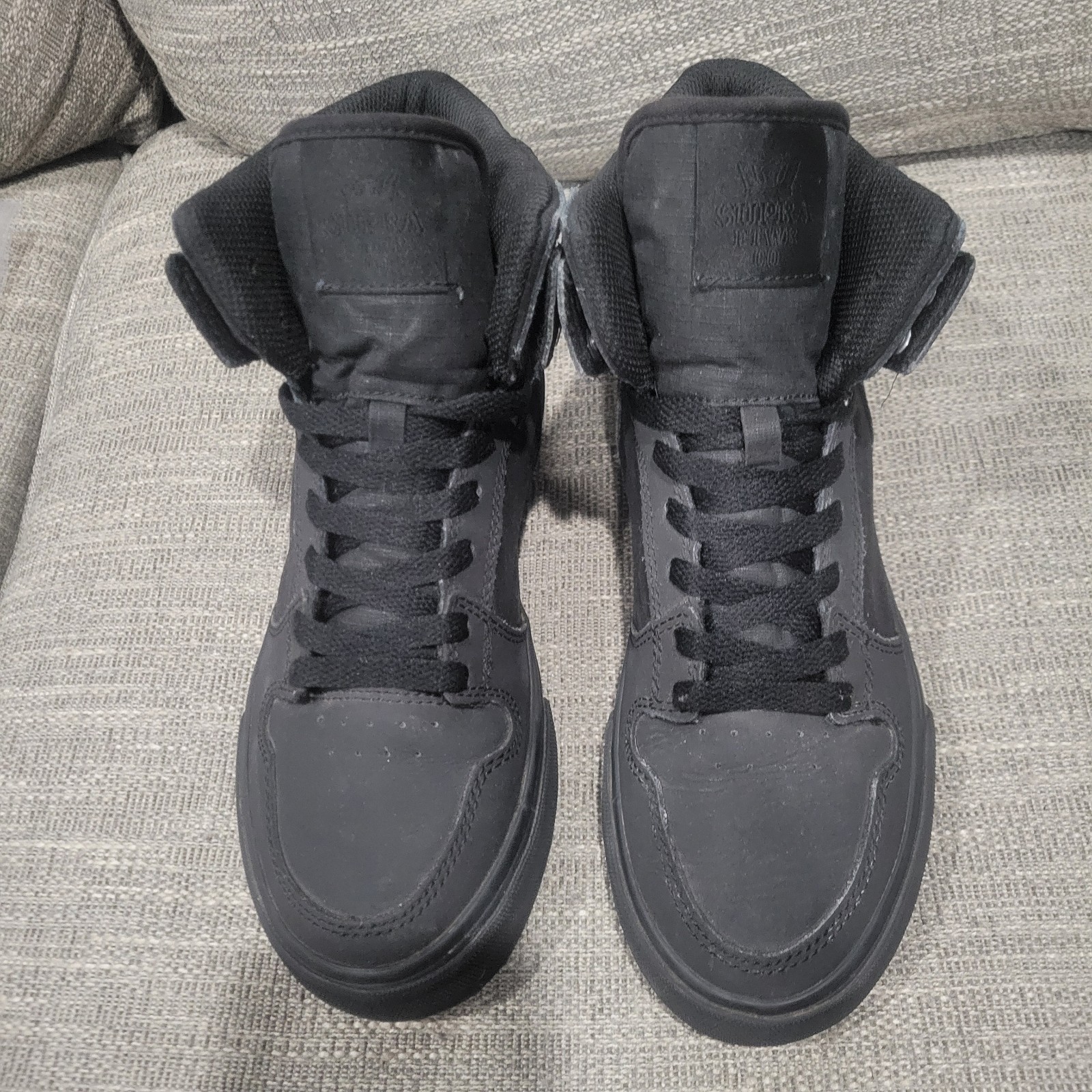 Supra Vaider High Top Shoes Men 7 Black Sole Skate Sneakers 08044-05-M
