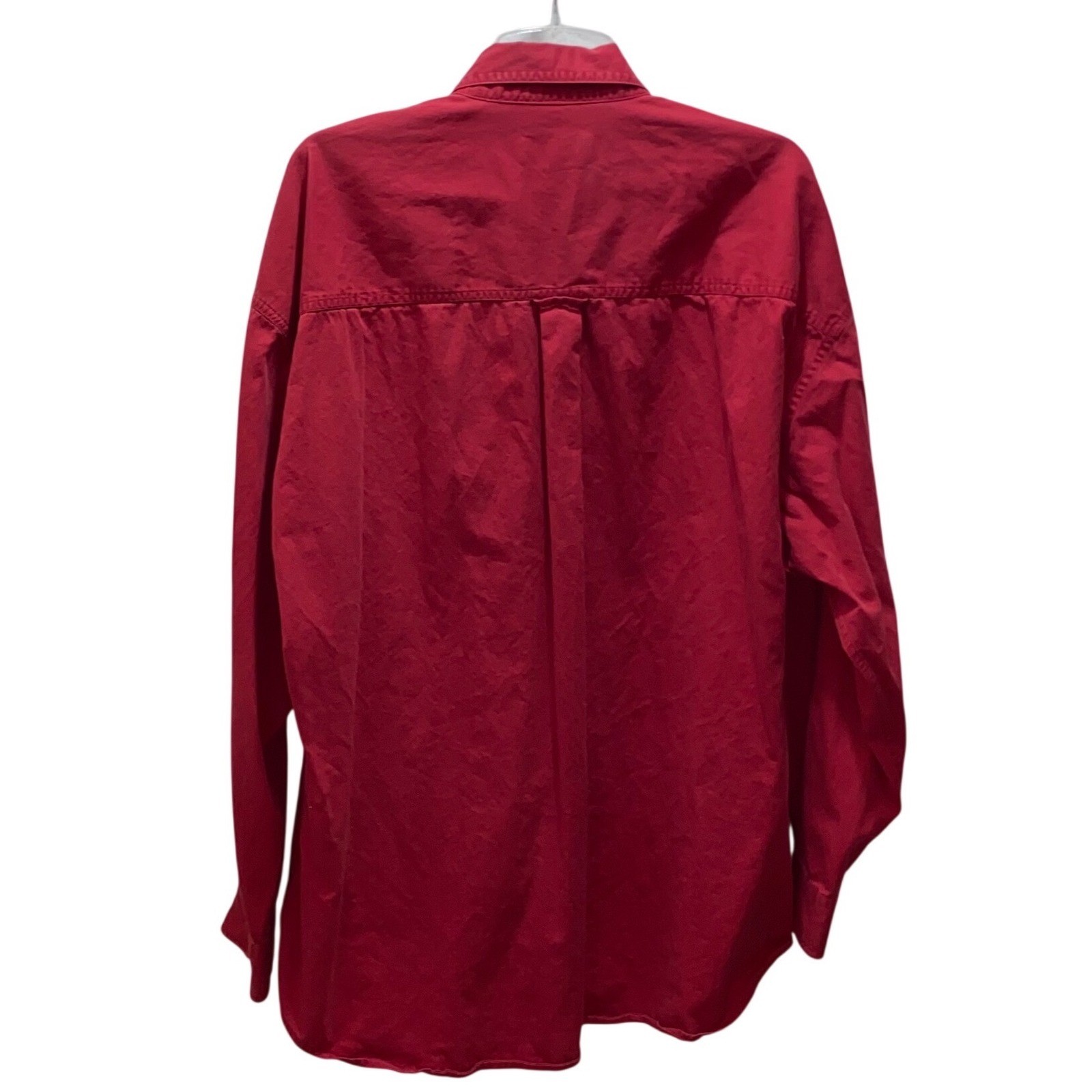Chaps Ralph Lauren Mens XL Red Cotton Button Down Long Sleeve Crest Logo Shirt