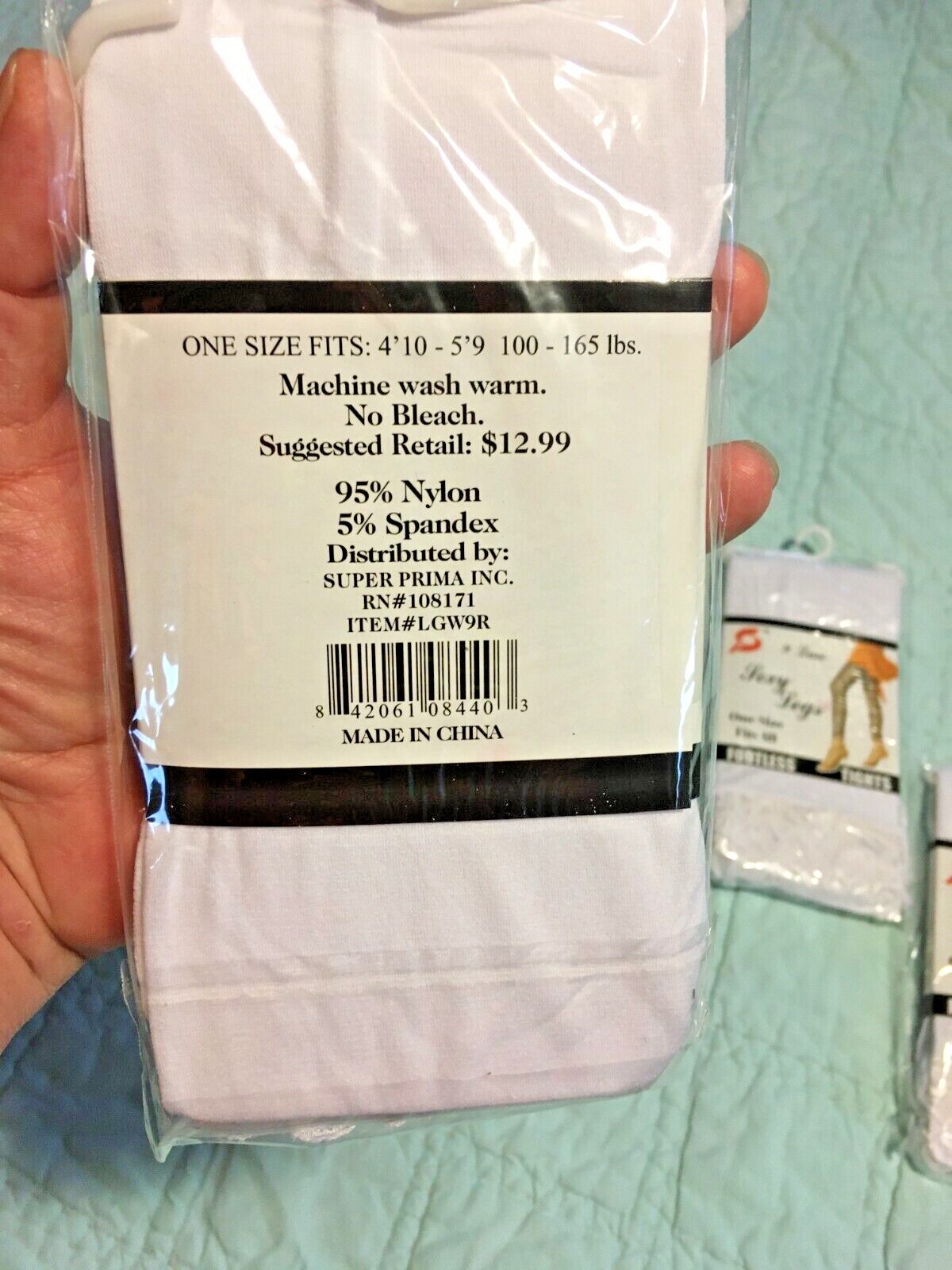 3 NEW PAIR SEXY LEGS LACE CUFF WHITE FOOTLESS TIGHTS FITS 4’10”-5’9” 100-165 LBS