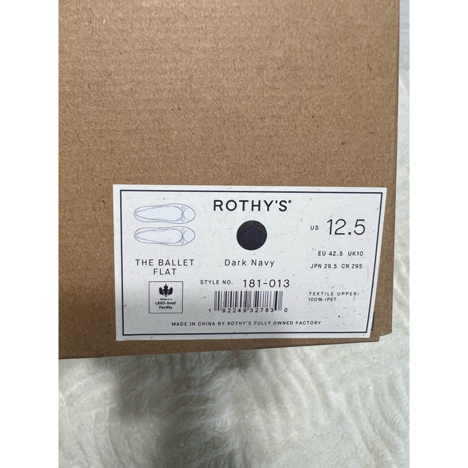 Rothy’s The Ballet Flat Dark Navy Bow Flats NIB Size 12.5
