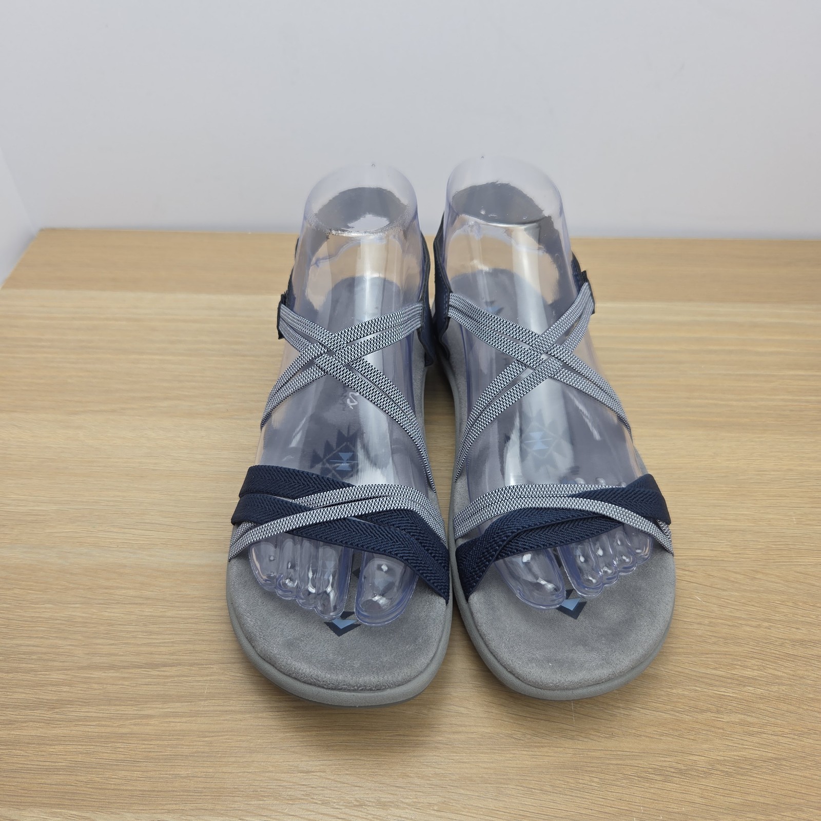 Skechers Reggae Slim Simply Stretch Womens 7 Sport Sandals Blue Gray Comfort