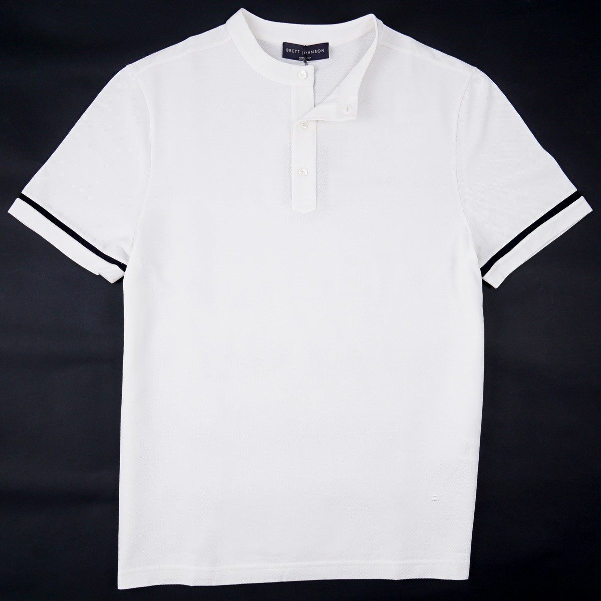 Brett Johnson White Pique Silk-Cotton Henley Collar Polo Shirt L (Eu 52) NWT