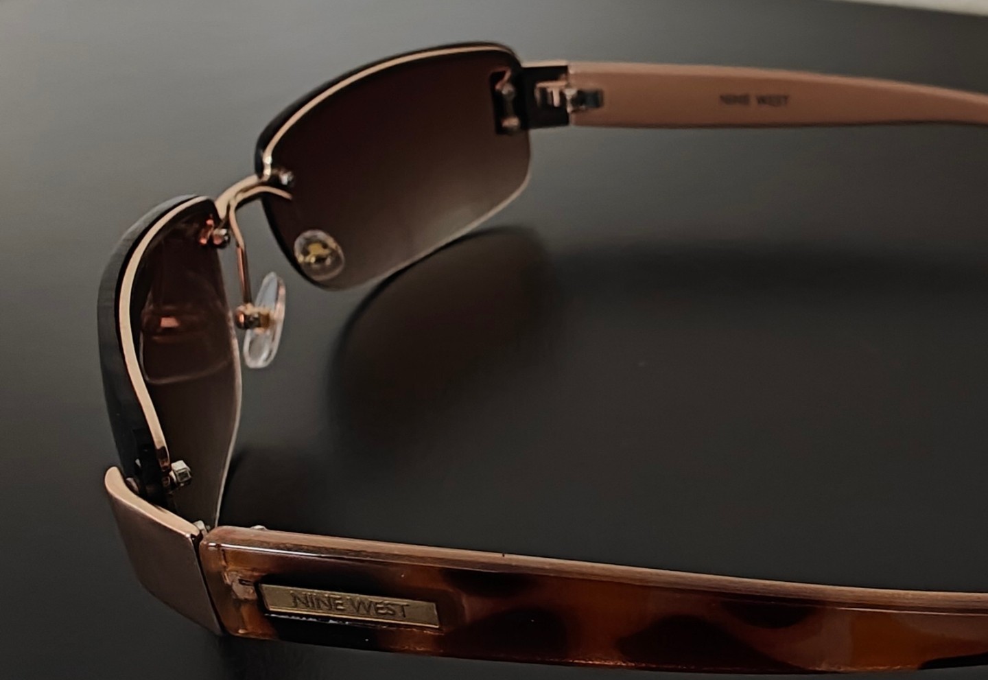Nine West EW0816 Rimless Sunglasses Brown Gradient Lens Tortoise 120mm