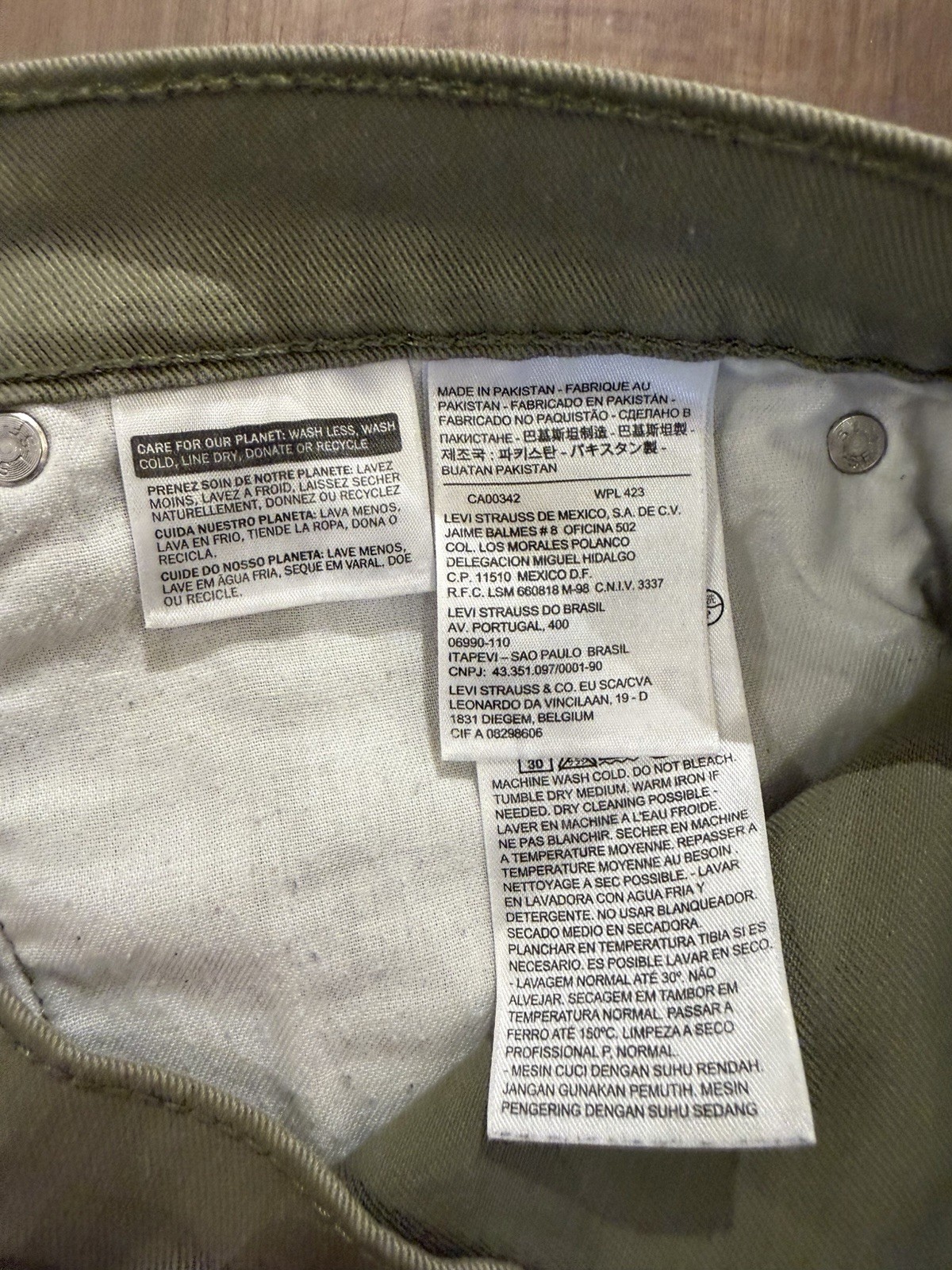 Levi Strauss & Co 511 Jeans 36×32 Olive Jeans Ripped