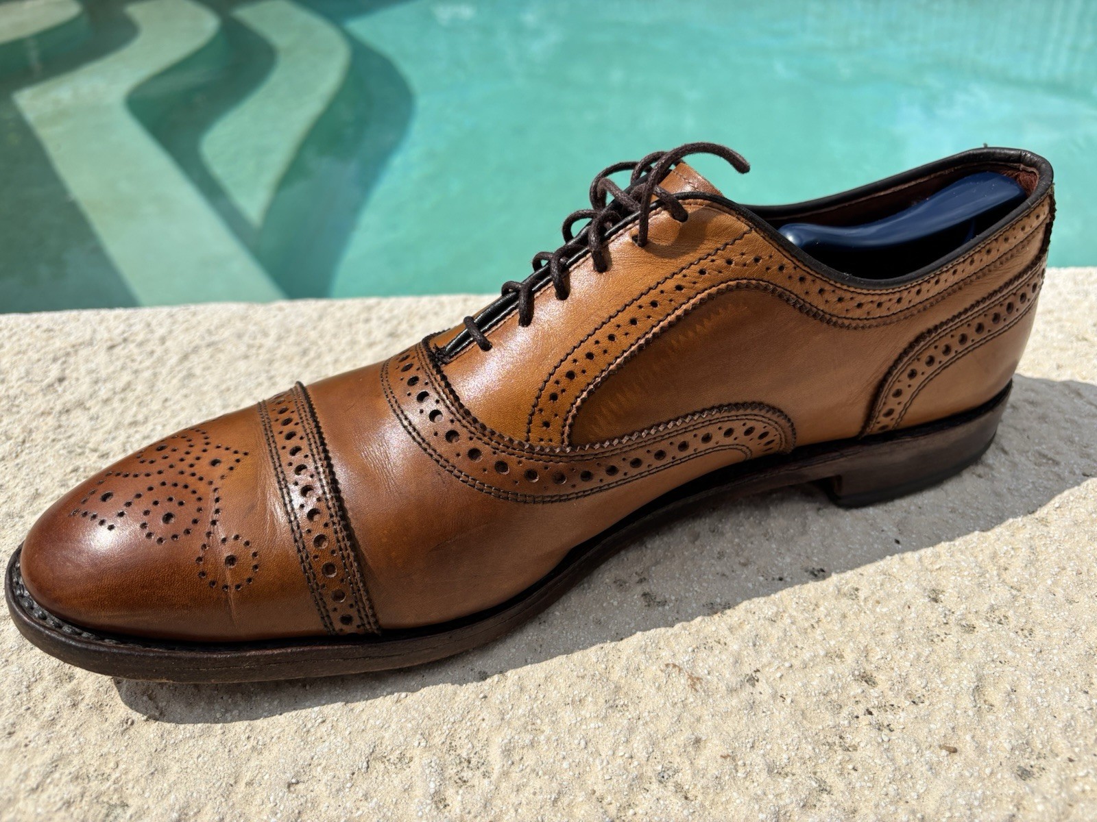 Allen Edmonds Walnut Strand 1635 Cap-Toe Oxford Brown Leather Dress Shoes Sz 13D