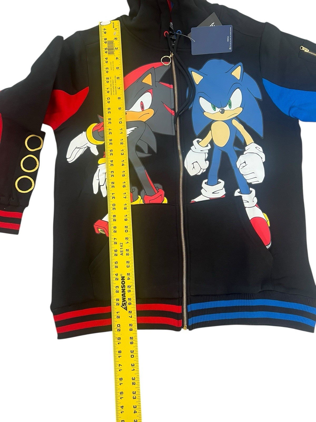 Official Sonic The Hedgehog 3 Shadow Zip Up Split Sega Game Hoodie Men’s Size L