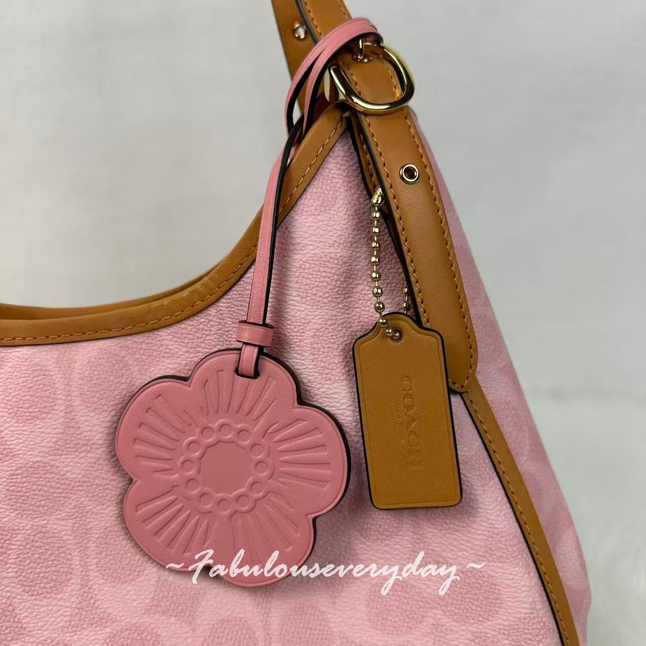 Coach Erin Shoulder Bag In Signature Canvas With Charms Powder Pink CEL13