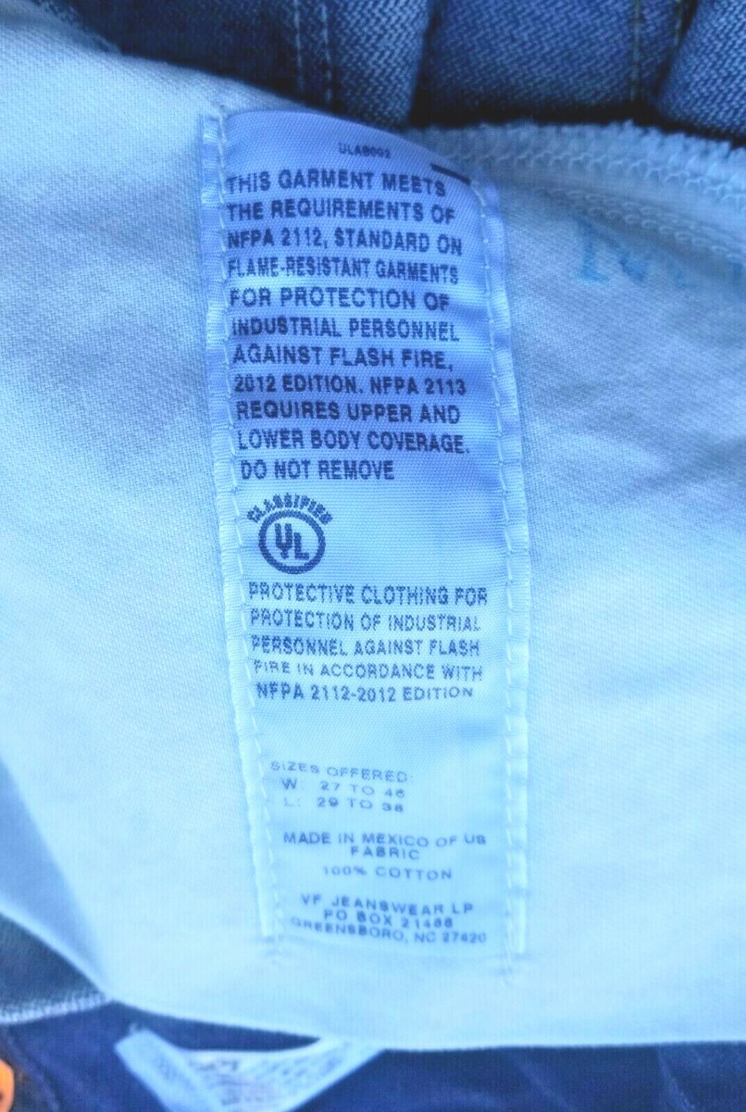 WRANGLER COWBOY CUT FLAME RESISTANT MEN’S 13 ORIGINAL BLUE DENIM JEANS 36/38