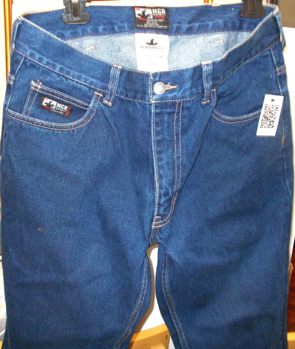 MCR Mens Five Pocket Jeans Safety FR Gear 34×28 Work Jeans new with tags