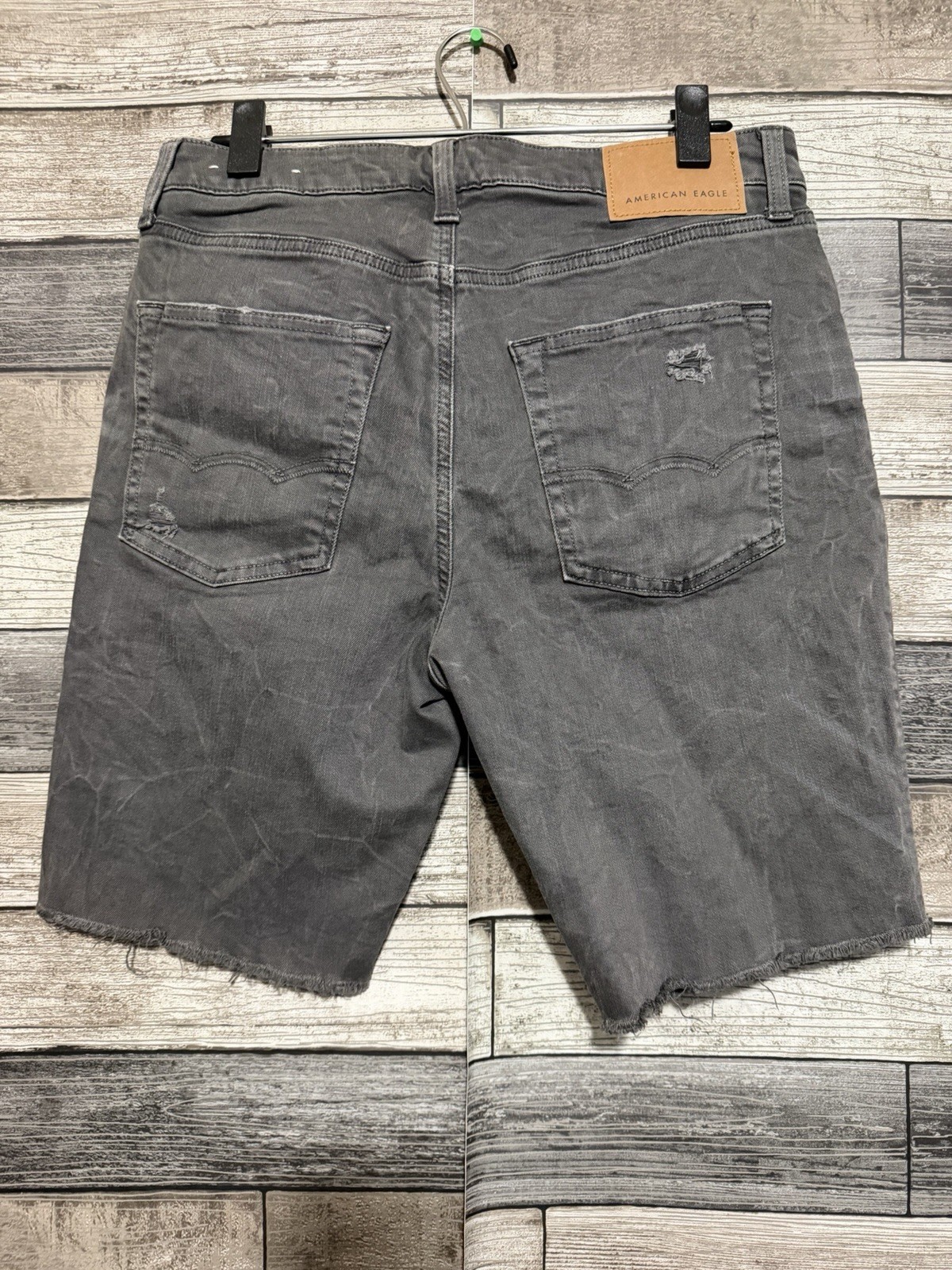 American Eagle Next Level Flex Jean Shorts Sz 30 Gray Cut Off Distress Inseam 10