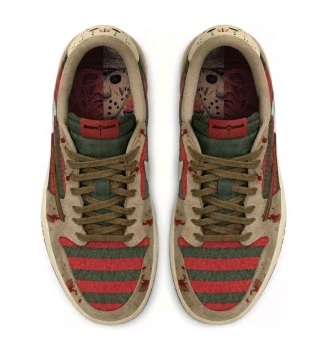 ColdSins Nightmares Custom Jordan 1/Travis Scott Low Men Size 11 Freddy vs Jason