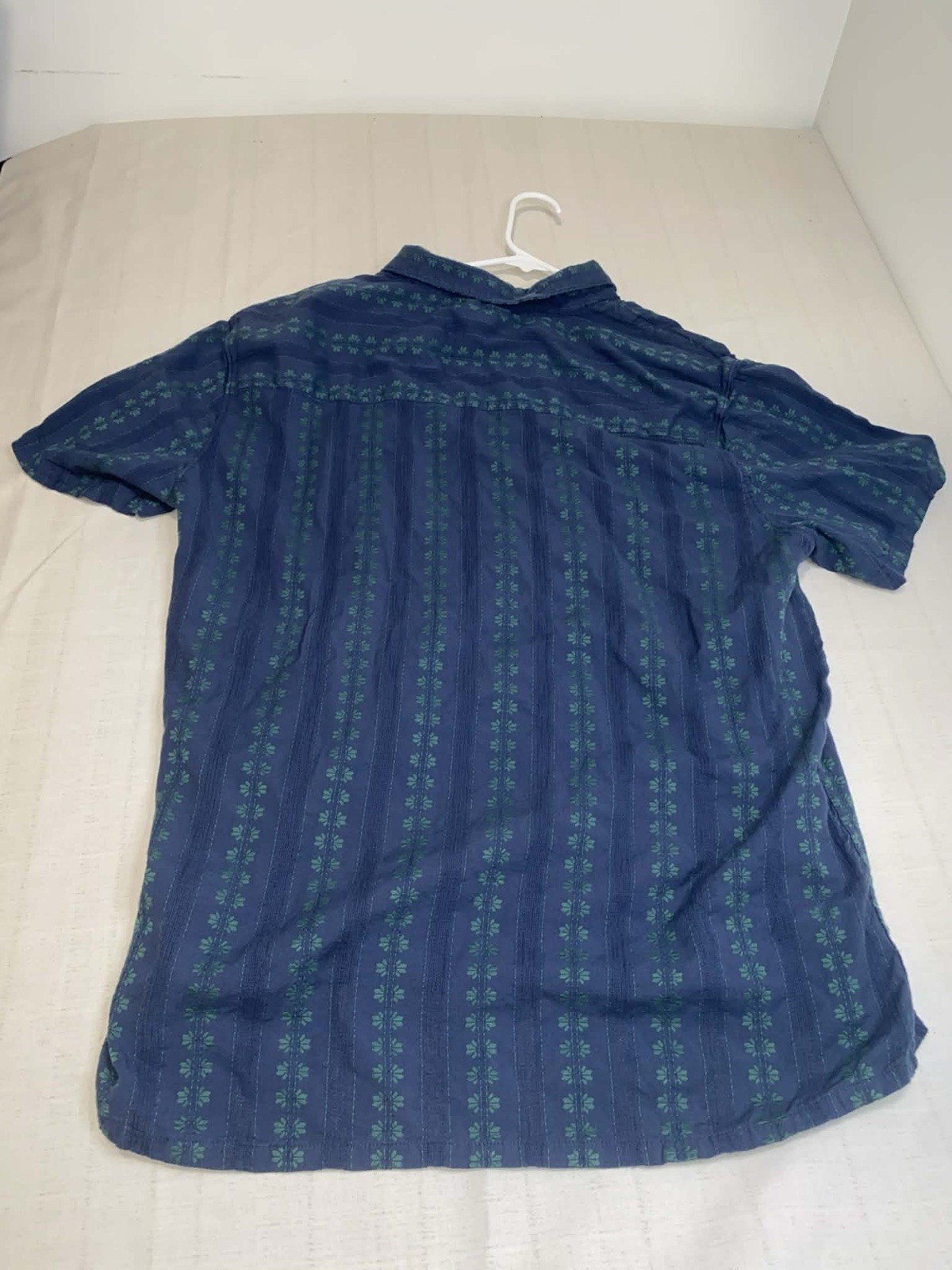 Toad&Co Men’s XXL Blue Green Embroidered Striped S/S Button-Up Shirt Pockets
