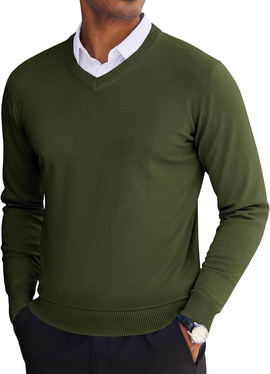 Men’s Lightweight Knitted V Neck Pullover Sweater Casual Soft Comfortable Fall