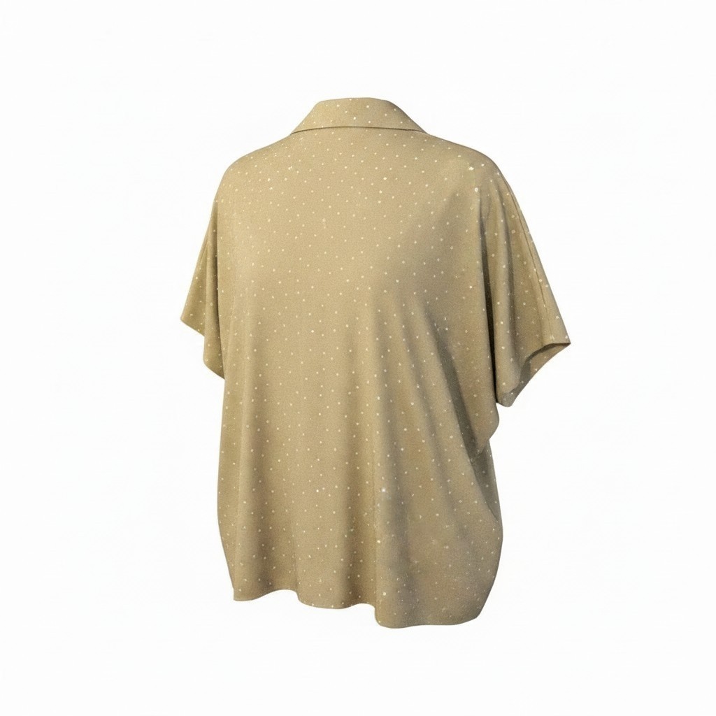 UNIQLO Sage Green Polka Dot Rayon Blend Button Down Blouse Women’s Large Y2K