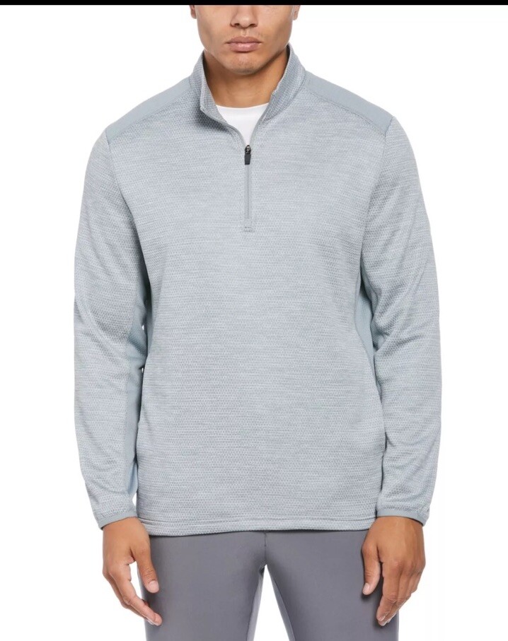 PGA TOUR Mens Two Tone Space Dyed Quarter Zip Sweater Quarry Heather Grey Small