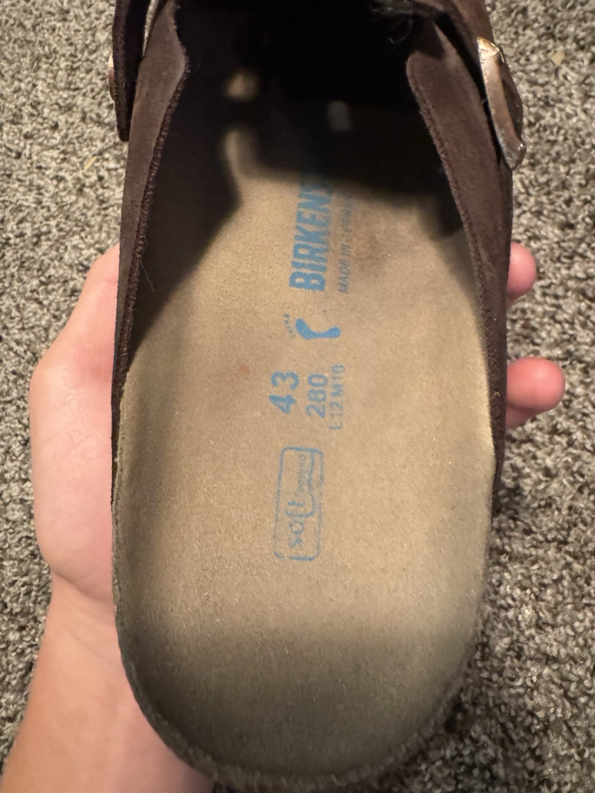 Birkenstock Boston Brown Suede Slip-On Clog Sandals Buckle Men’s EU 43