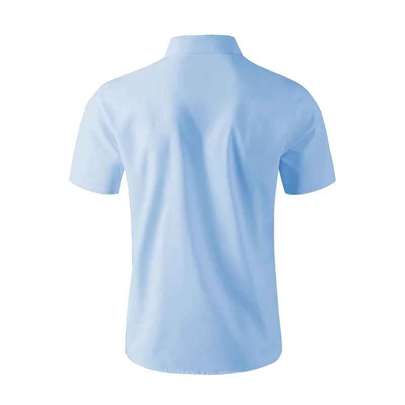 Mens Business Casual Solid Color Short Sleeve Summer Shirt No Iron Beach Gift