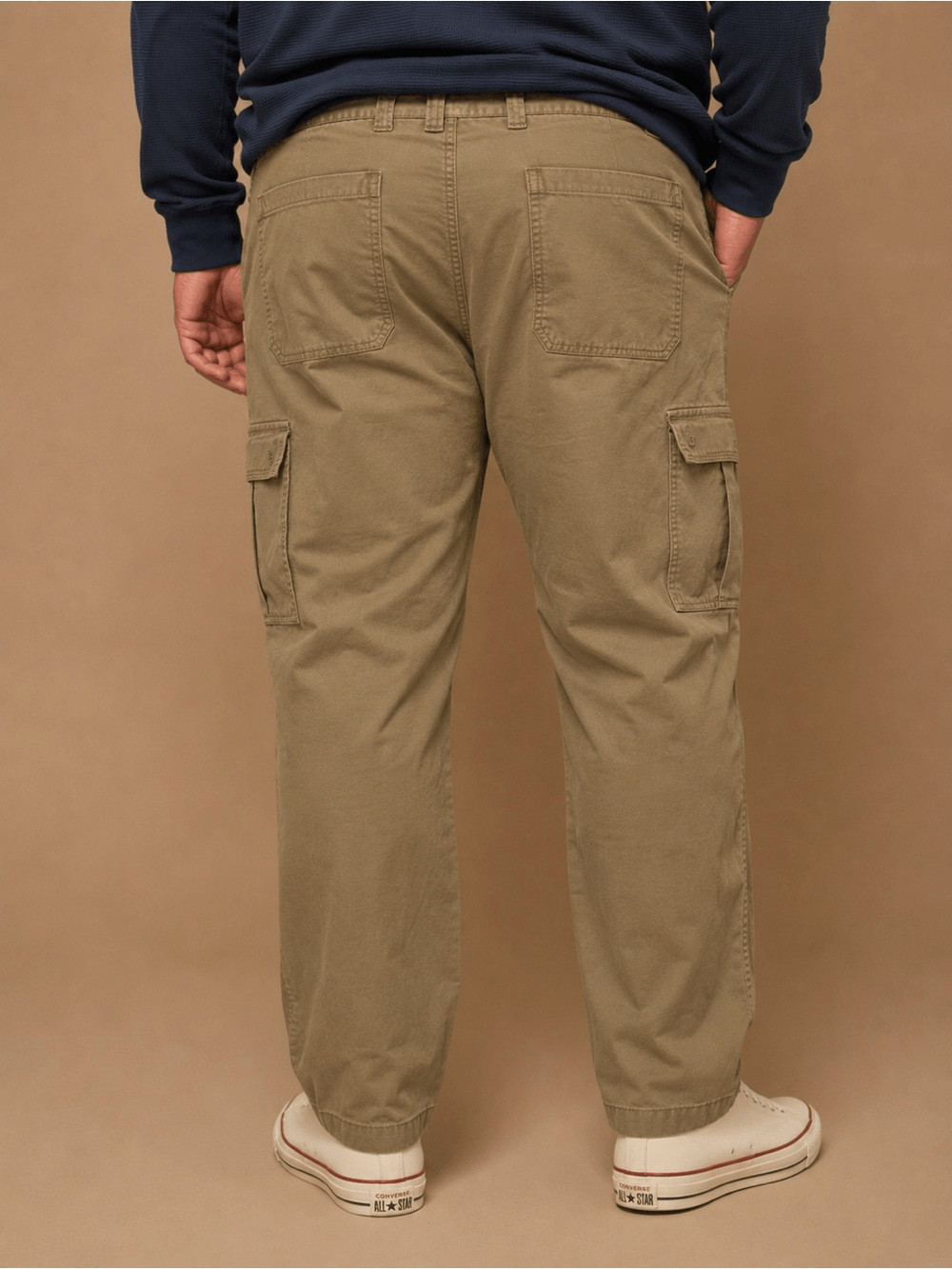 NEW NWT Wrangler Cargo Pants Beige Tan 100% Cotton size 44 x 32 Loose Fit
