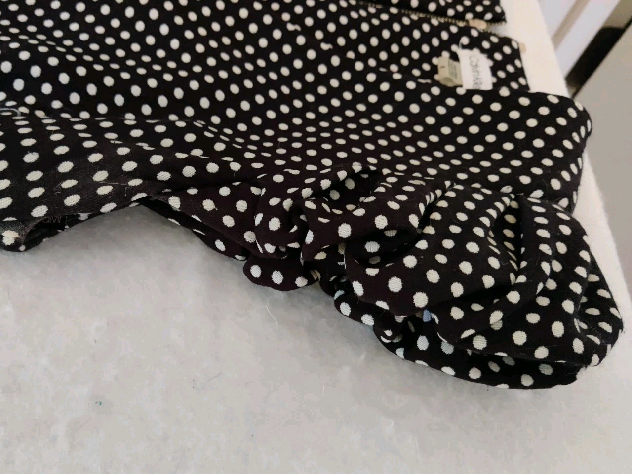 Calvin Klein Sheath Dress Black/White Polka Dot Puff Cap Sleeve Size 8