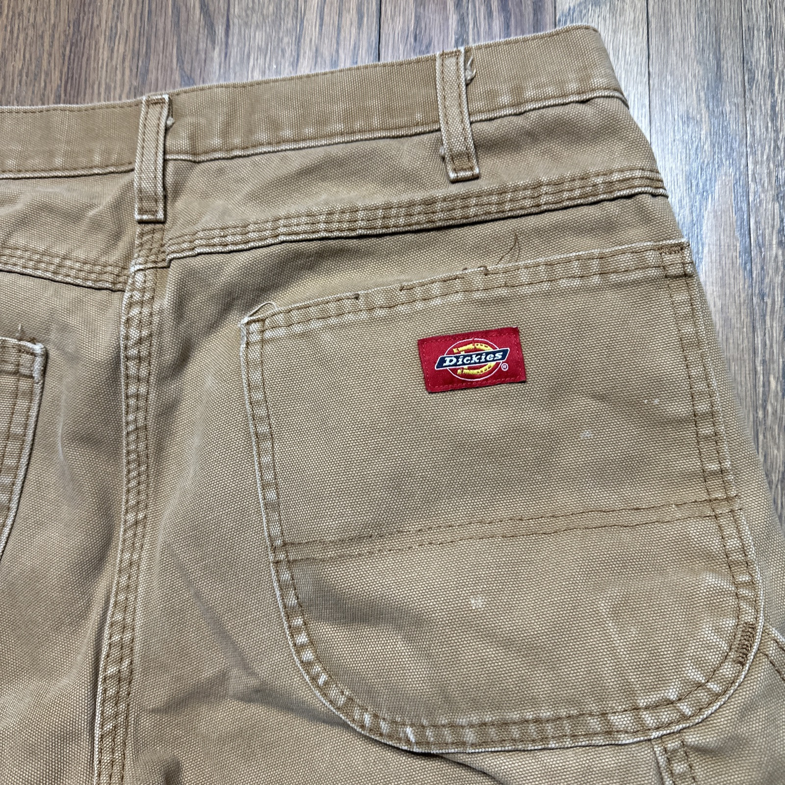 Distressed Worn DICKIES CARPENTER PANTS Classic Brown Tan 32×32 1990s Y2K
