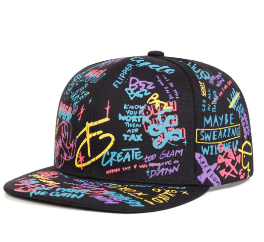 Unisex Black White Letter Print Baseball Cap Adjustable Casual Outdoor Hat
