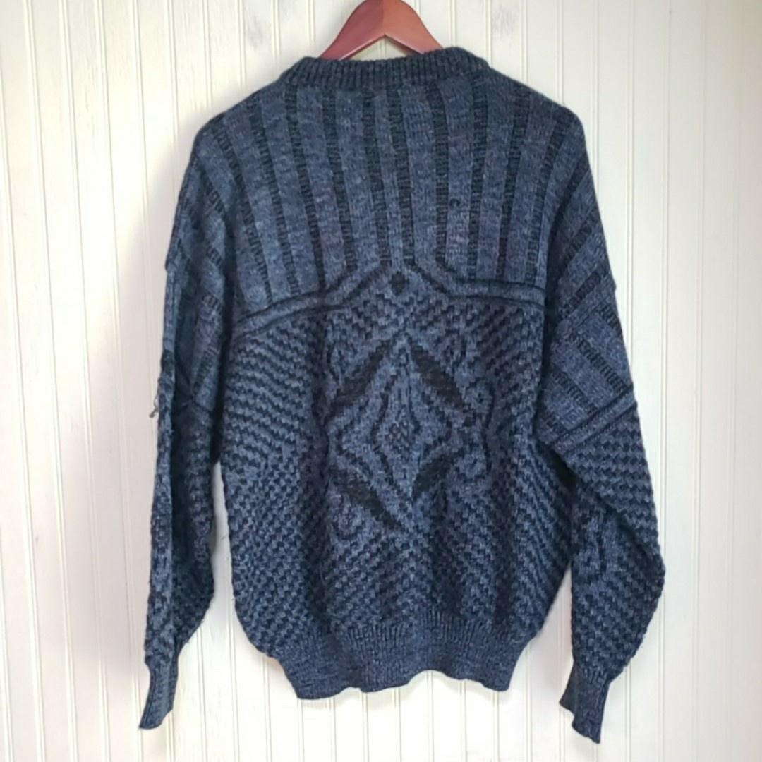 Raleighs Sweater Mens Large Blue Wool Acrylic Crewneck Knit Pullover Made Italy