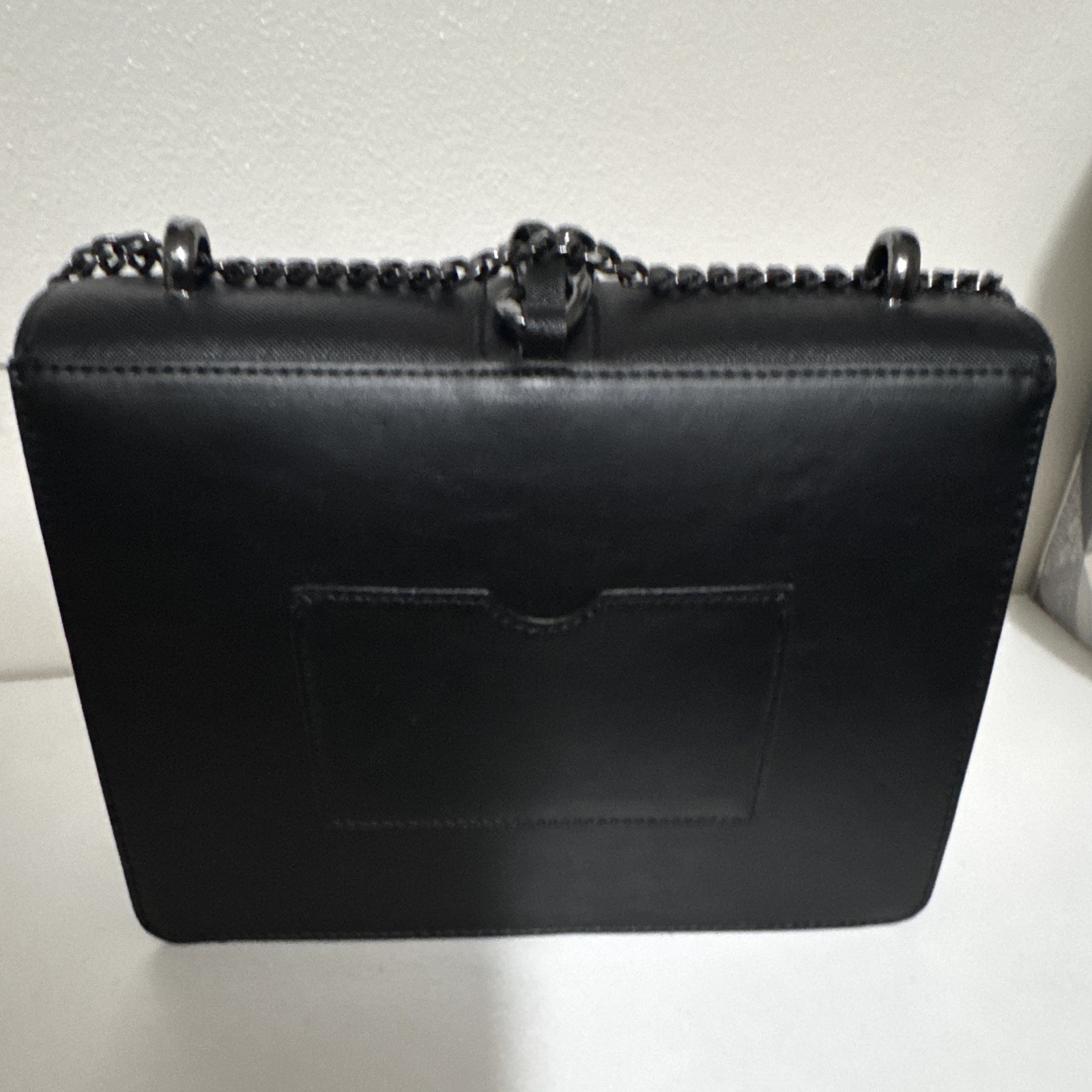 ALDO Black & White Chain Strap Flap Shoulder Bag Purse, Turn Lock