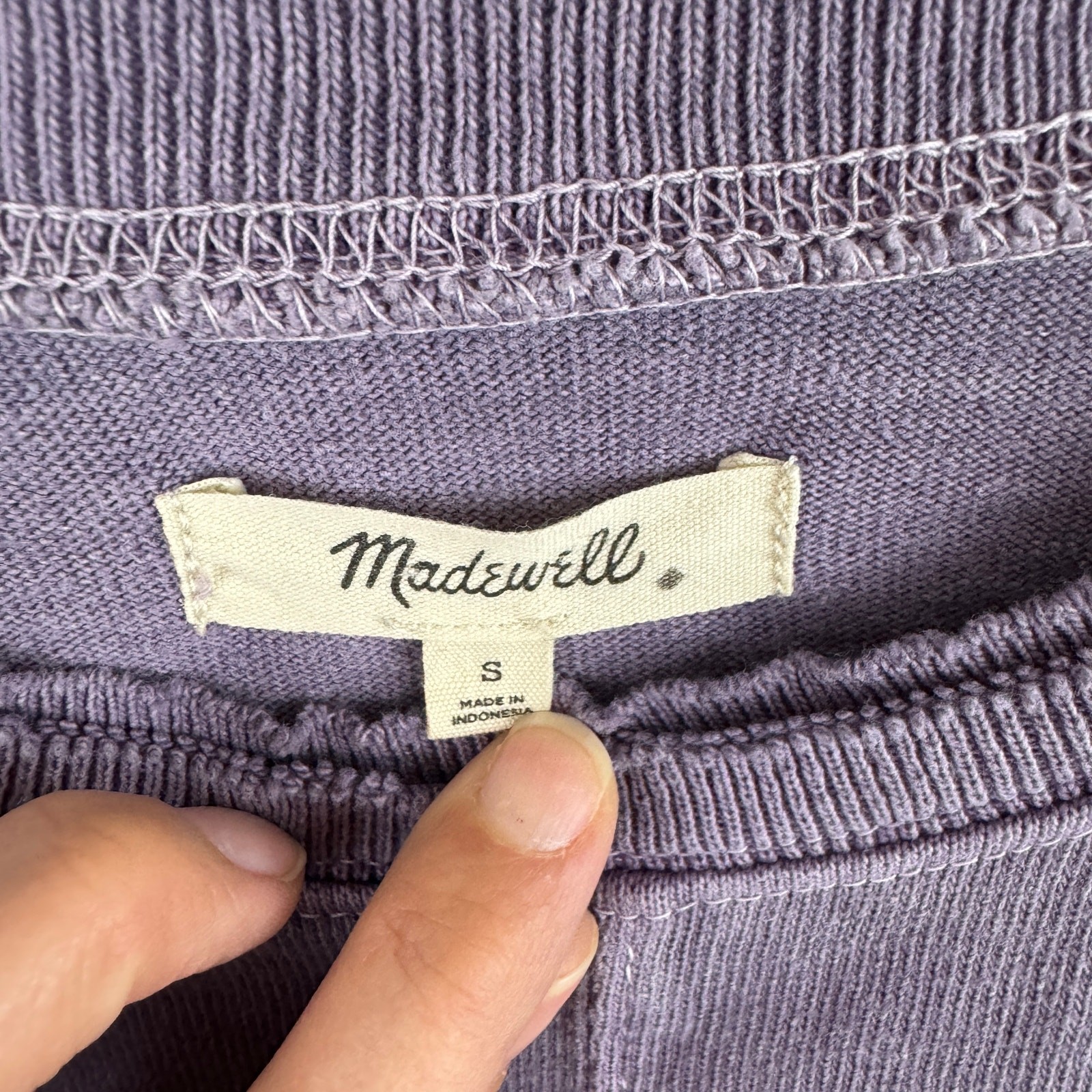 Madewell Garment-Dyed Relaxed Long Sleeve S Purple Cotton