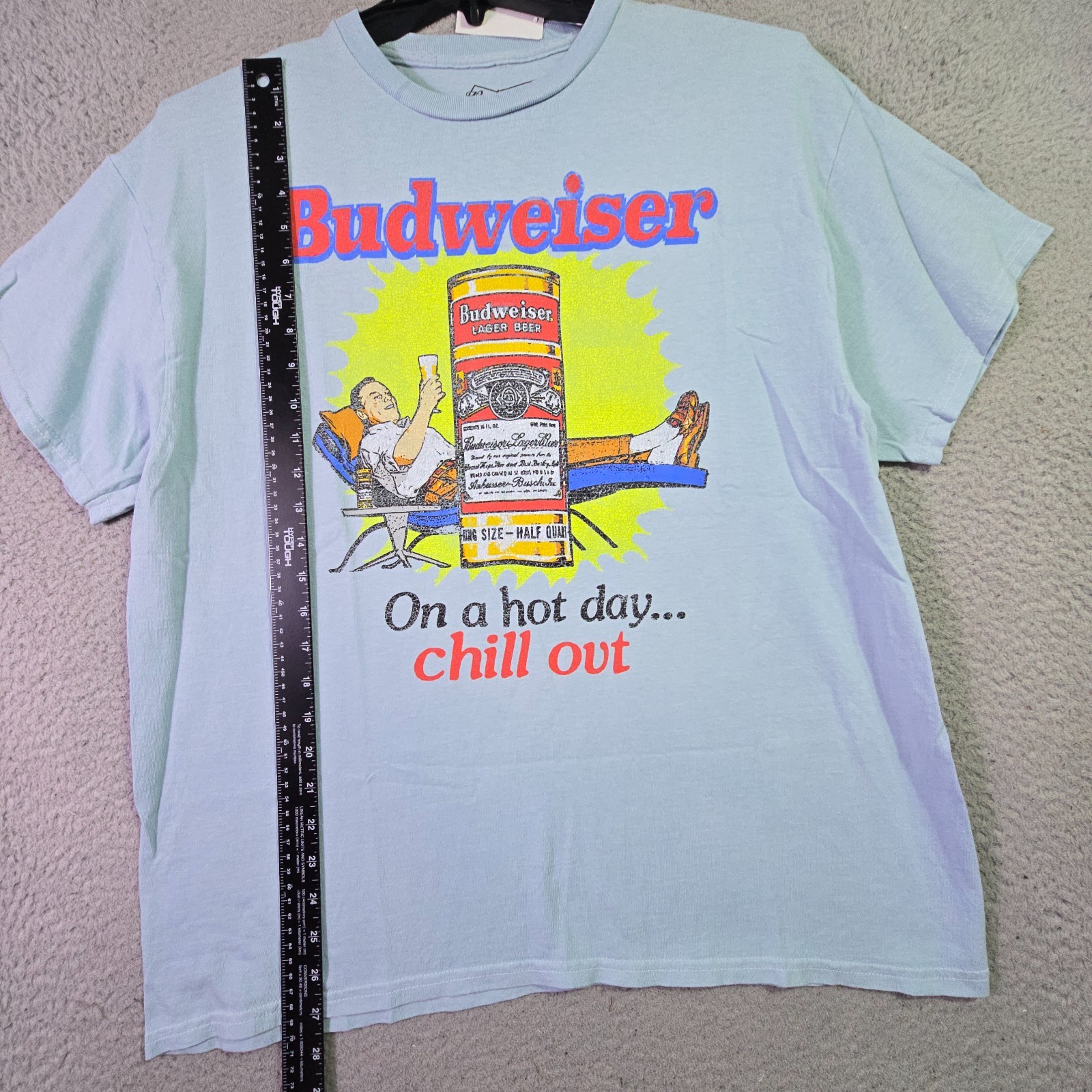 BUDWEISER BEER SHIRT MENS EXTRA LARGE XL BLUE BREW Distressed BUD CASUAL Bar NWT