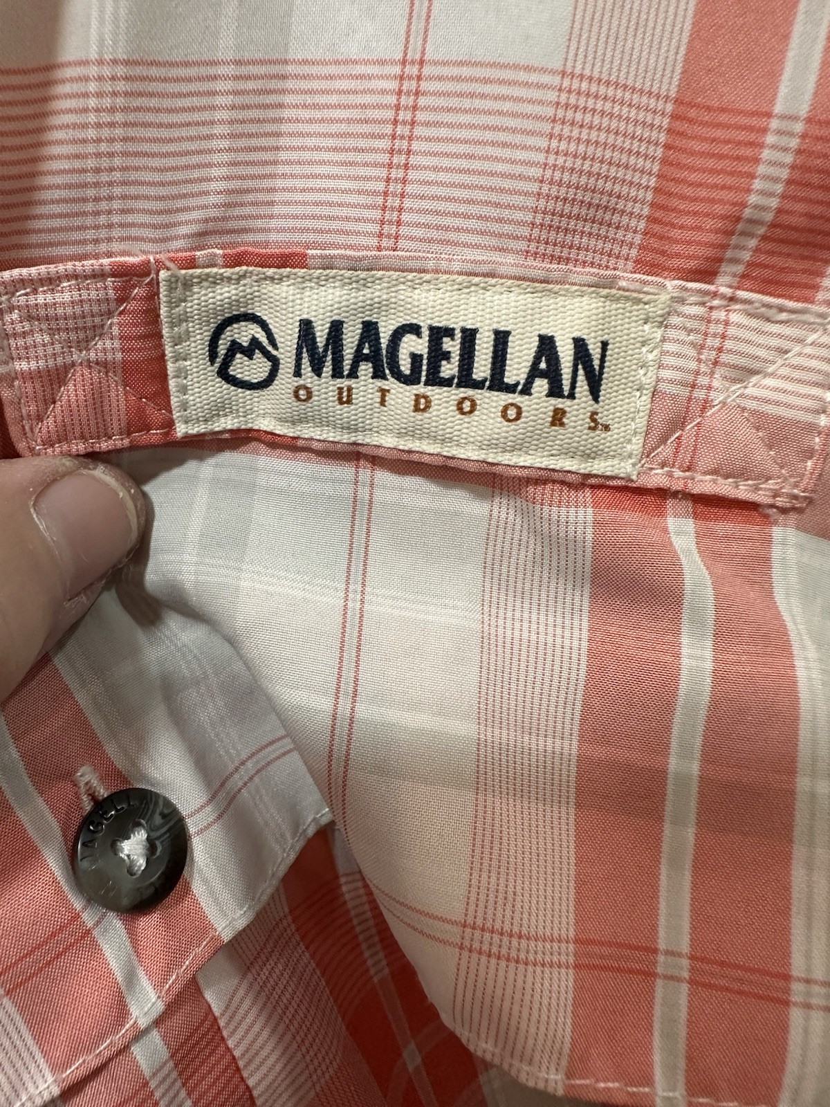 Magellan Fishing Shirt Men’s 4XL Pink White Plaid Button Down Vented Quick Dry