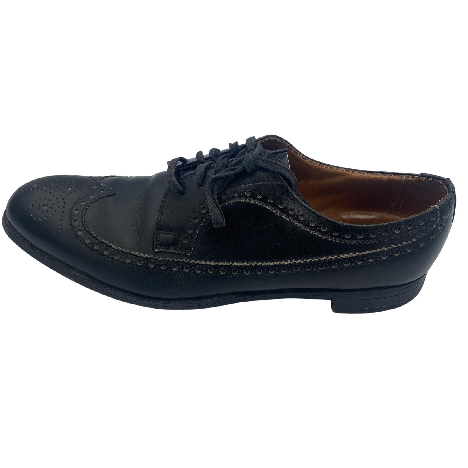 Brooks Brothers Derby Shoes Mens Sz 10 EU 43 Black Wingtip Brogue Narrow B Italy