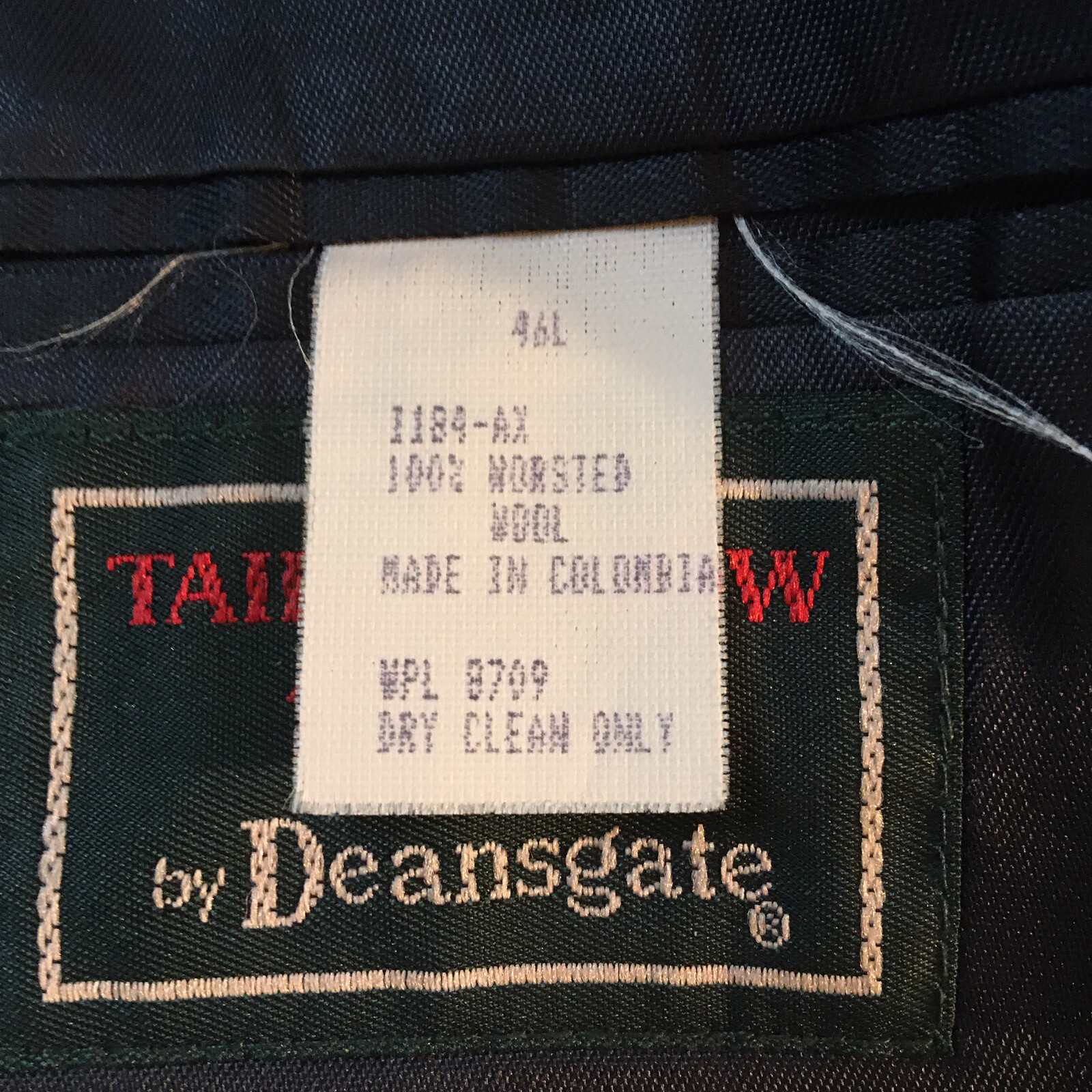 Deansgate Tailors Row Mens 2 Button Blazer Jacket Navy Blue 46L 46 L 100% Wool