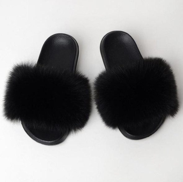 Faux Fur Slides Fuzzy Fluffy Slippers Flat Soft Sandals Open Toe – US Seller