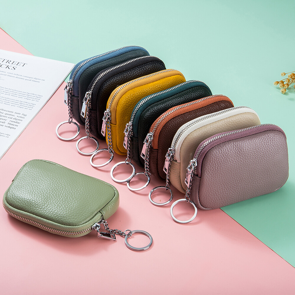 Real Leather Zip Coin Purse Small Wallet Change Pouch Card Cash Holder Storage