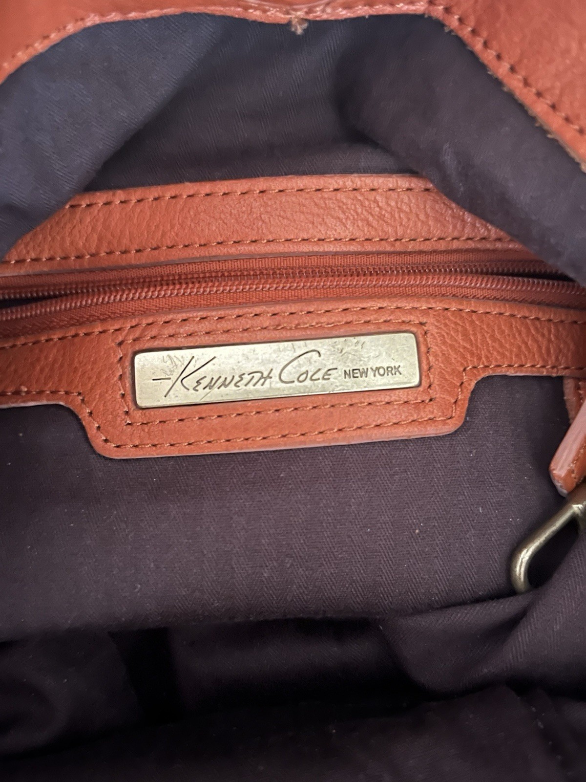 Kenneth Cole Orange Leather Hobo Bag Purse Shoulder Bag