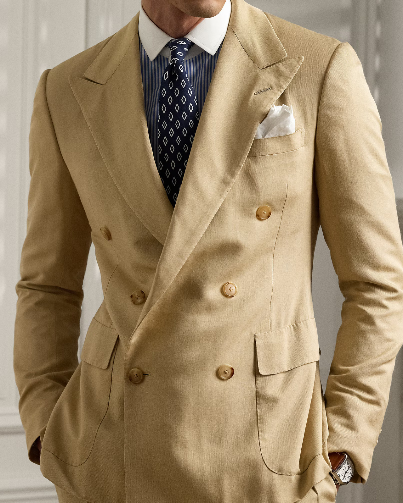 Ralph Lauren Purple Label Gregory Mulberry Silk Blend Tan Suit 52 IT 42 UK £3950