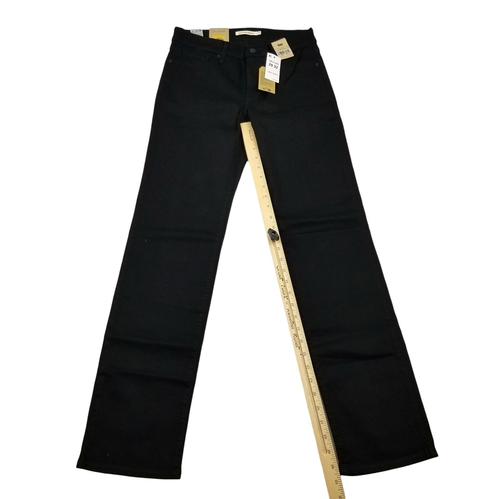 Levis 314 Shaping Straight Black Wash Jeans Womens 29 x 32 New