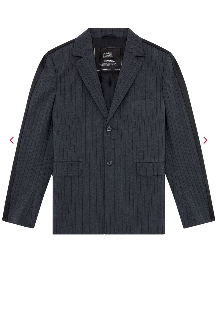 $950 Designer DIESEL Blazer In Pinstriped Cool Wool And Jerse