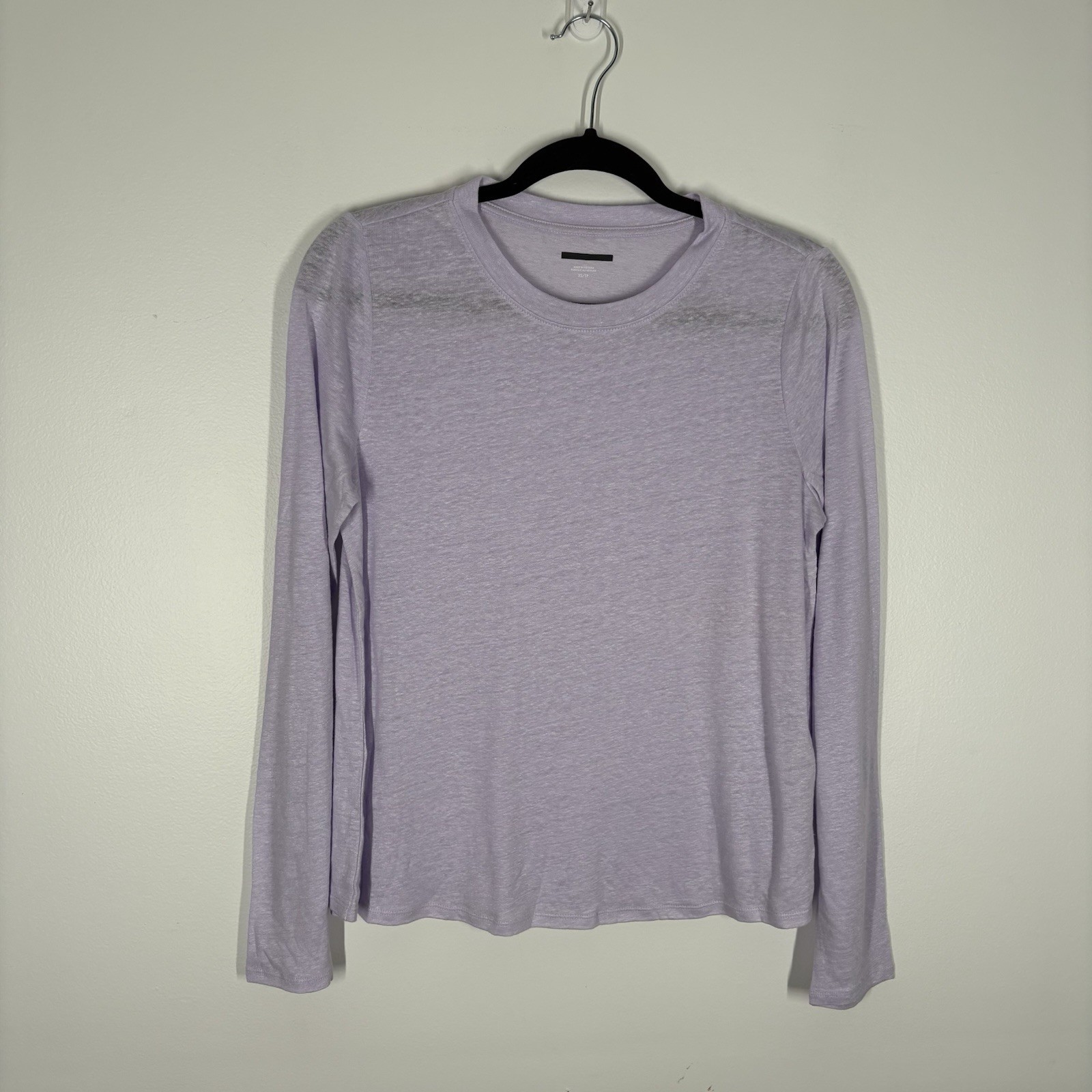 Eileen Fisher S Lavender Organic Linen Jersey Long Sleeve Crew Neck Tee NWOT