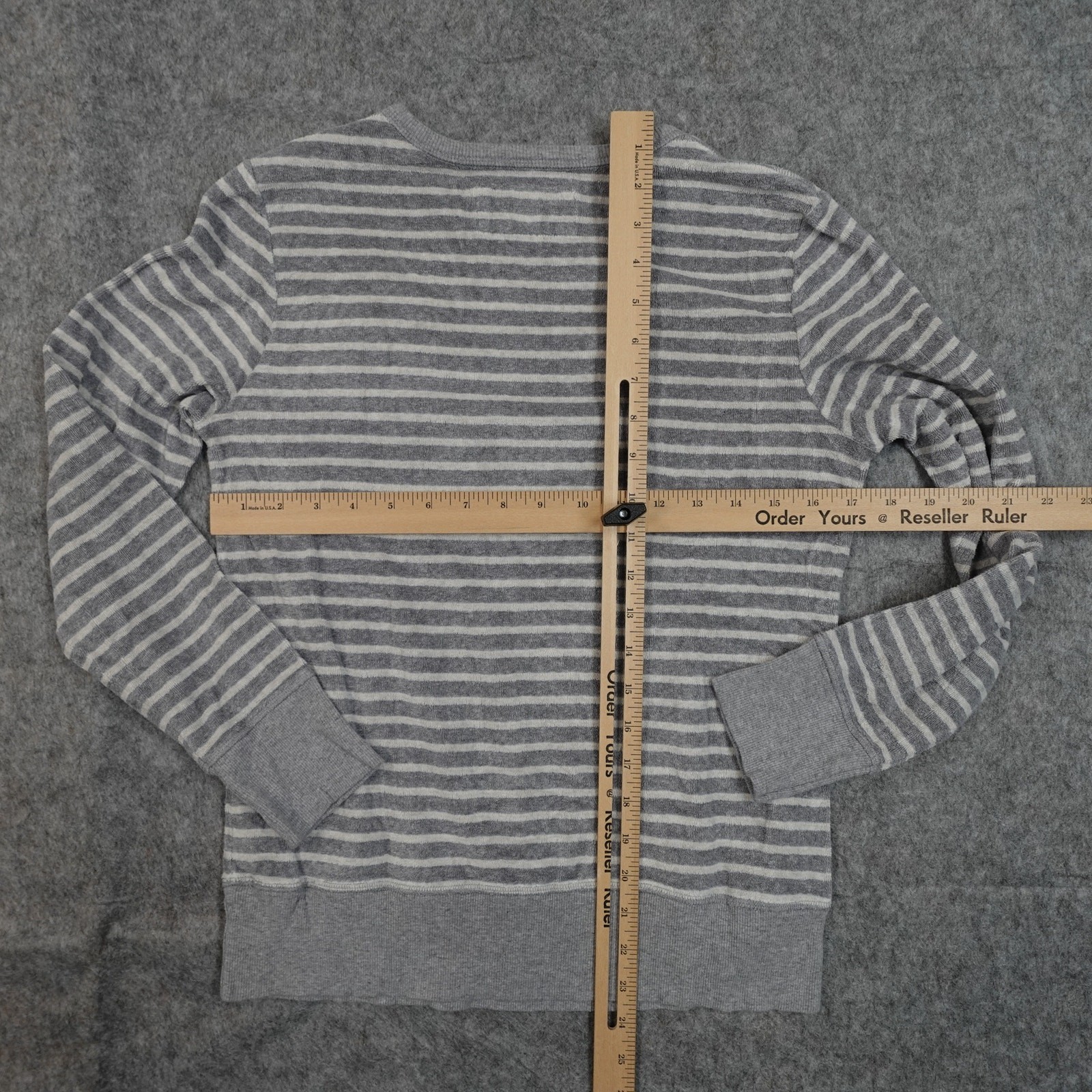Schiesser Top Womens Extra Small Terry Crew Neck Long Sleeve Casual Striped Gray