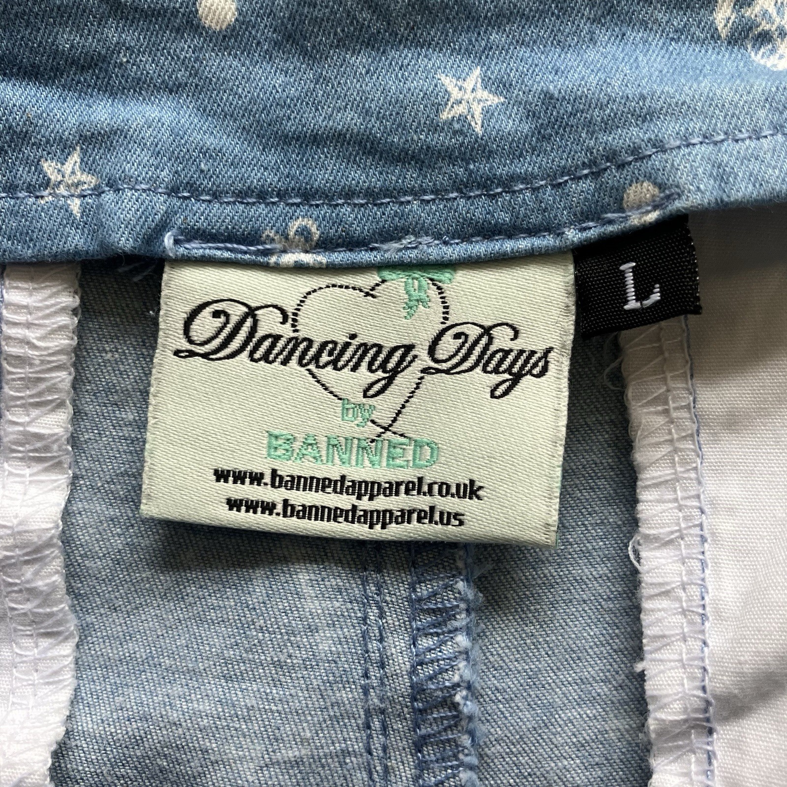 Banned Dancing Days Nautical Blue Retro Capri Pants Cropped Trousers Size L W30