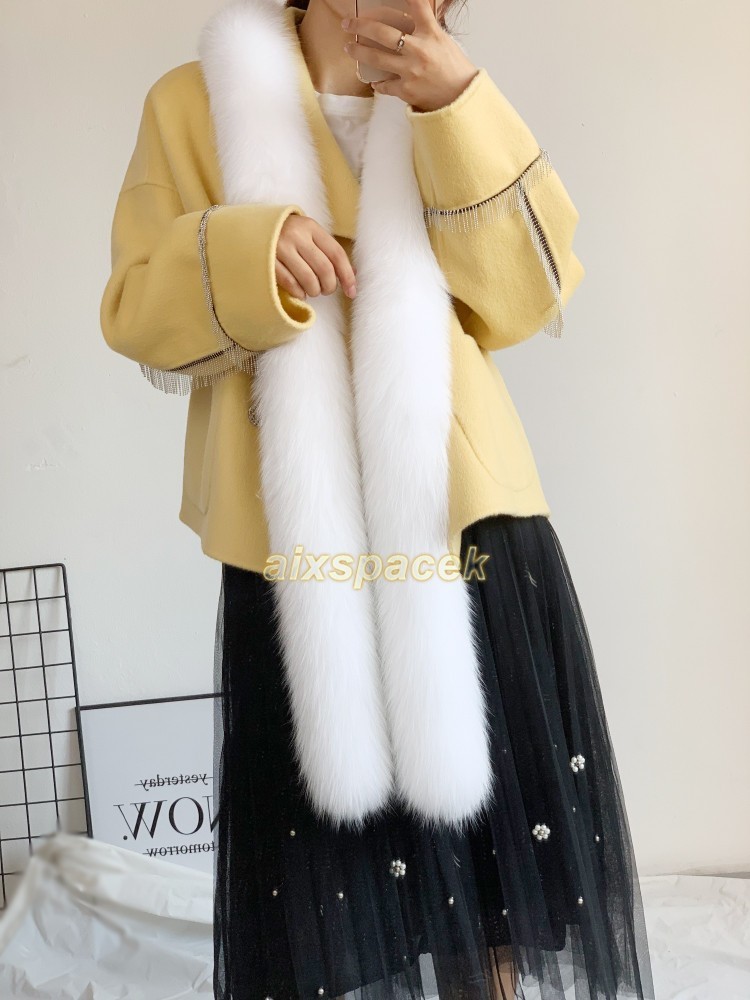 Women’s Real Fox Fur Scarf Shawl Winter Warm Long Scarves Fur Collar Neck Warm