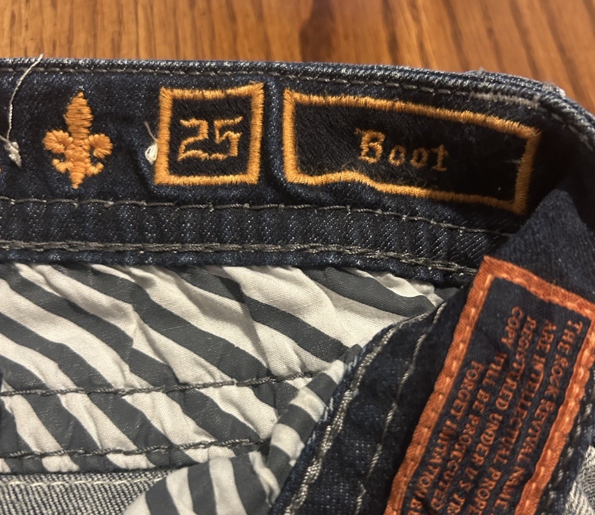 Rock Revival Embellished Distressed “Betty” Bootcut Jeans Size 25×29