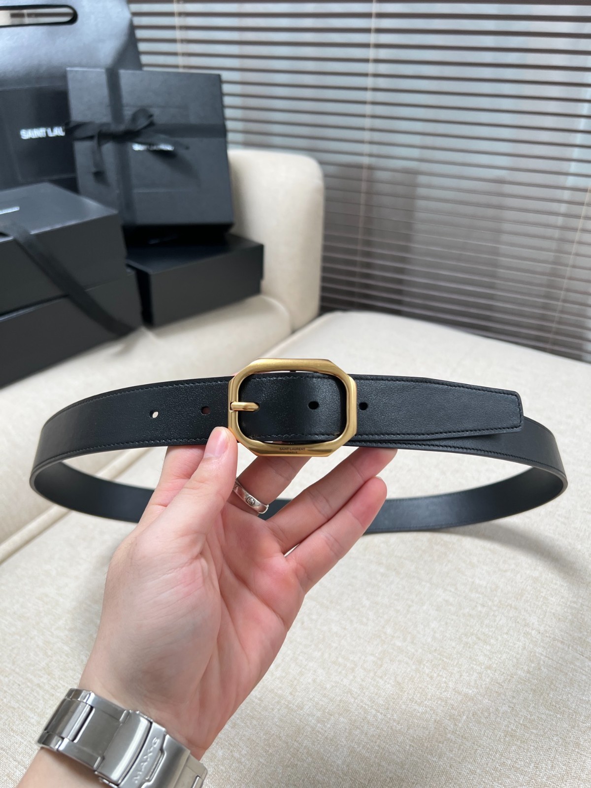 NEW Authentic Yves Saint Laurent Belt Width:3.0cm/1.18in YSL Black