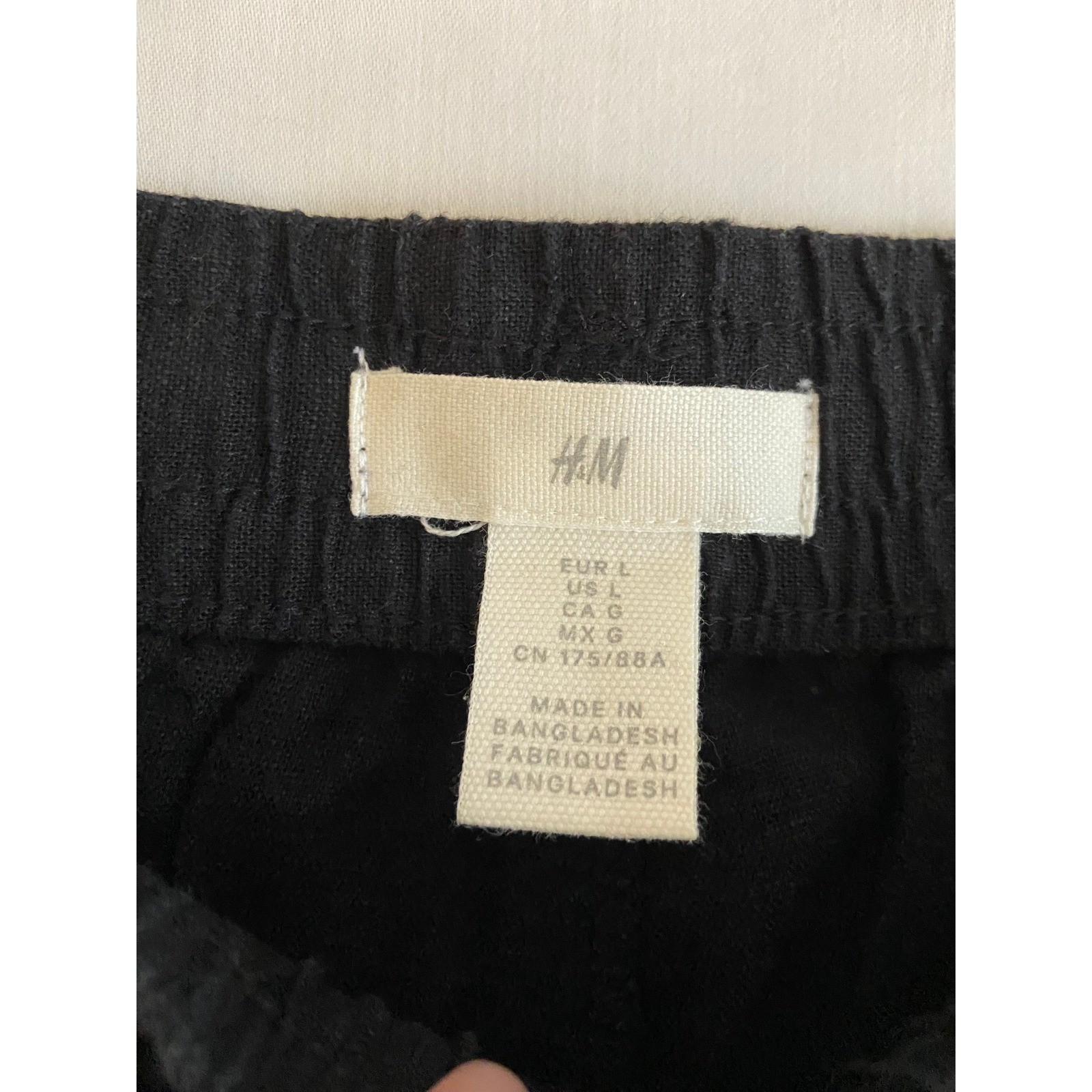 H&M Shorts Women Large Black Linen Blend Drawstring Casual Elastic Waist Pockets