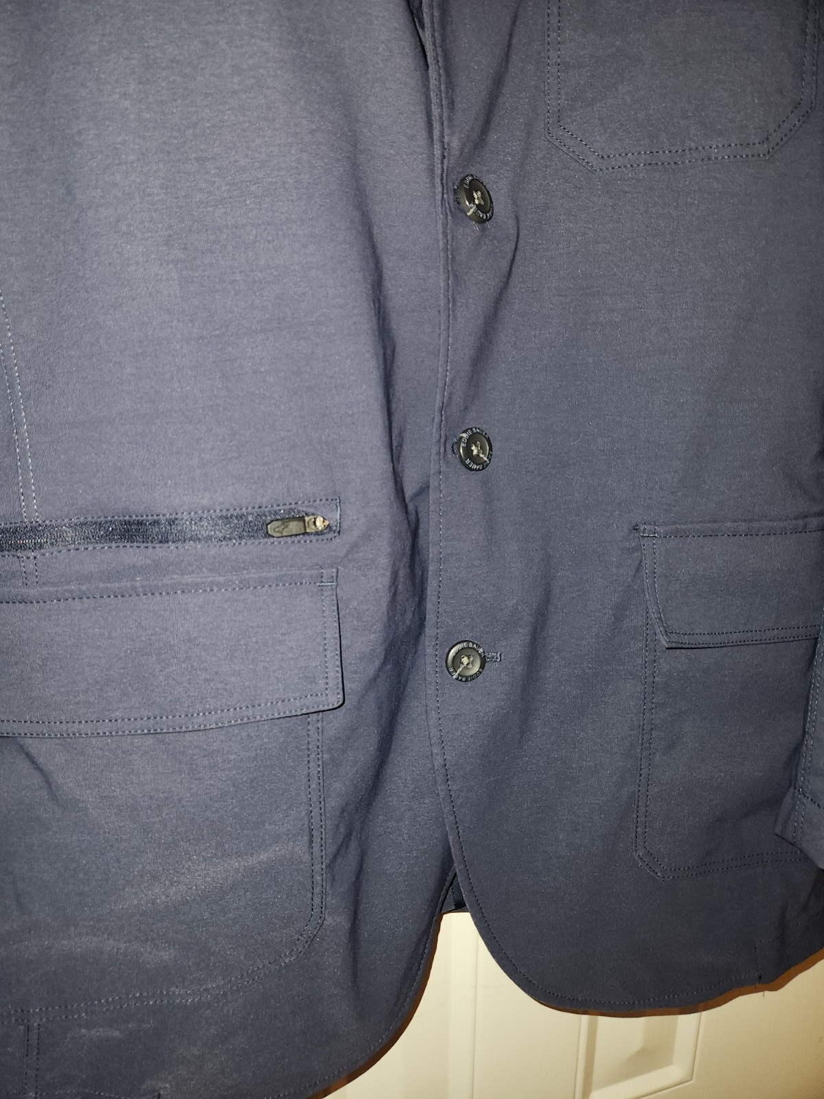 Eddie Bauer Travex Blazer Jacket Mens 40 Blue Lightweight Travel Pockets