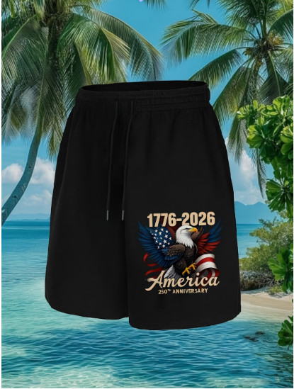 250th Anniversary USA Patriotic Athletic Shorts Flag 4th of July Outdoor Summer